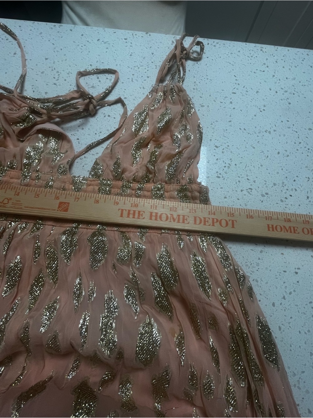 Altar'd State Pink Jumpsuit with Gold Foil Accents - Picture 6 of 8